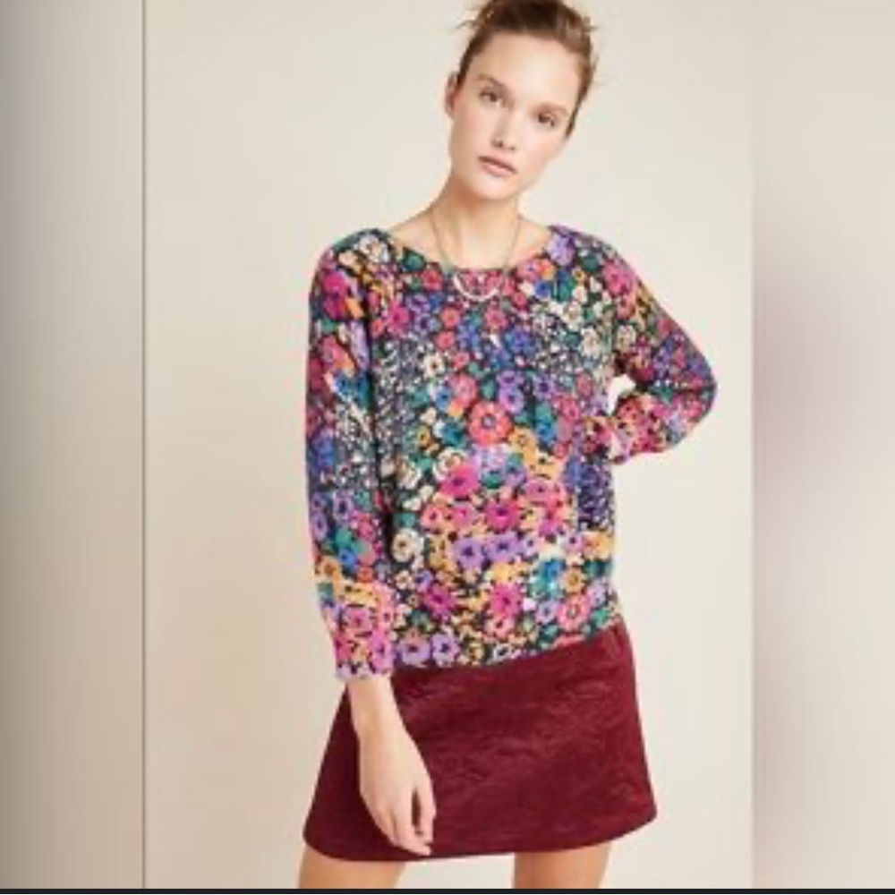 ANTHROPOLOGIE Bouquet Eyelash Sweater